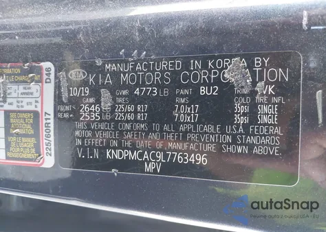 2020 Kia Sportage Lx из США, поврежденный, VIN KNDPMCAC9L7763496